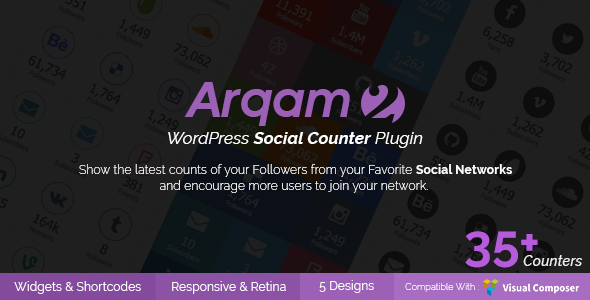 Arqam v2.5.1 – Retina Responsive WordPress Social Counter Plugin