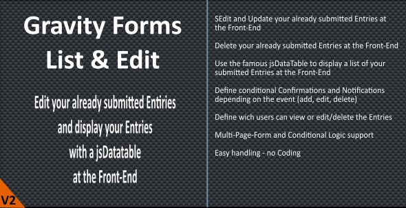 Gravity Forms – List & Edit v2.3.0