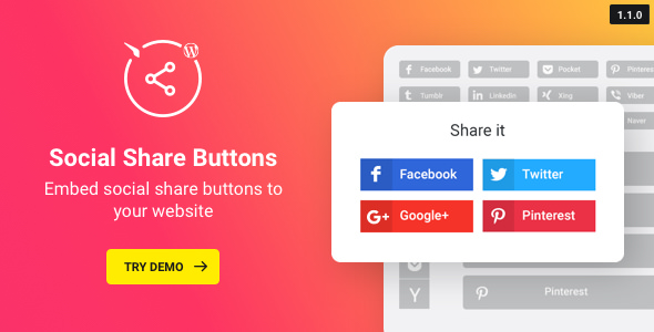 WordPress Social Share Plugin v1.1.0 – Share Buttons